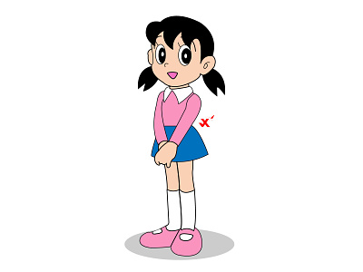 Shizuka Minamoto (From Doremon) animation cartoon design doremon flat illustration johirulxohan movie vector