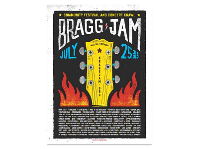 Bragg Jam 2015 bragg jam design flames gigposter guitar illustration lettering modern giant music festival screen print texture