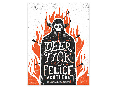 Deer Tick & The Felice Brothers connecticut deer tick gig poster graphic design halloween illustration new york screen print the felice brothers