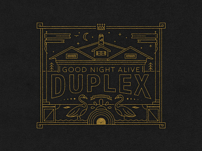 Good Night Alive album artwork crown duplex flamingo graphic design illustration monoline texture