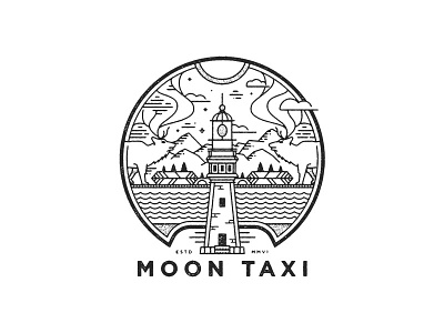 Moon Taxi Lighthouse apparel badge elk graphic design illustration lighthouse modern giant monoline moon taxi tennessee