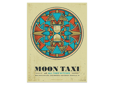 Moon Taxi NYE 2015 geometry gig poster graphic design hourglass illustration modern giant moon taxi new years eve screen printing texture