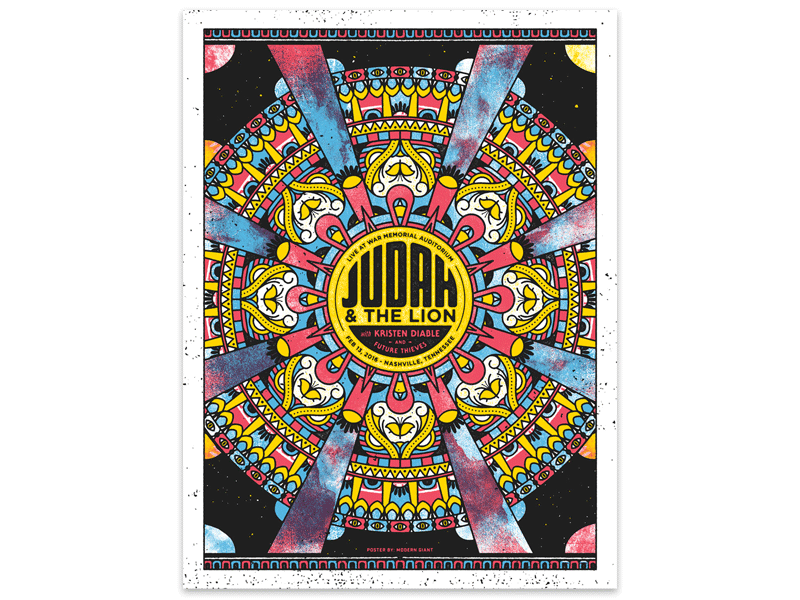Judah And The Lion future thieves gig poster judah and the lion kristen diable mandala modern giant poster art psychedelic screen print show poster