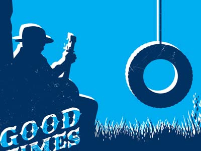 Good Times 12 x 18 art print banjo blue bluegrass country good times graphic design illustration poster poster art screen print tire swing