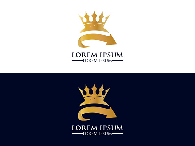 Crown king icon flat style Royalty Free Vector. Crown wing typog accessories