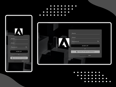 Adobe Sign Up Page Design | Dark Mode adobe xd app design app ui dark ui design landing page minimal mobile ui sign up form ui design ui inspiration uiux web design