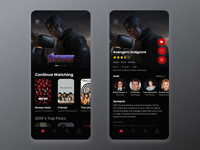Movie & TV Show App avengers design movie movies netflix tvshow ui uidesign uiuxdesign ux