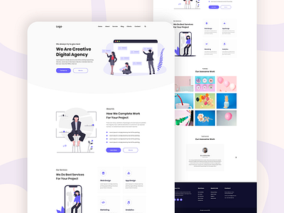 Agency - Creative Agency Landing Page Web Template clean design graphicdesign home page illustration landingpage personal project personal web template portfolio portfolio site portfolio website template ui ui design uidesign uxuidesign web web template webdesign website website template