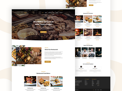 Restaurant Food Web Template Landing Page android app design clean design food food and drink food delivery food menu foodie home delivery homepage ios landing page restaurant restaurant branding ui uiux web web template webdesign website template