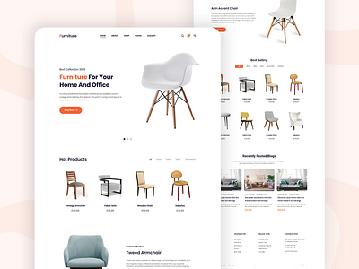 e-Commerce Furniture Landing Page architecture casestudy ecommerce furniture furniture website homepage interior landing page minimalism minimalist product designs typography ui design uiux web web template webdesign website website design whitespace