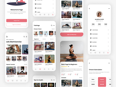 Yoga App Concept casestudy creative fitness fitness activity fitness app gym illustration ios app landing page meditation app minimal mobile app design uidesign uxui website design workout workout tracker yoga yoga app yoga onboarding