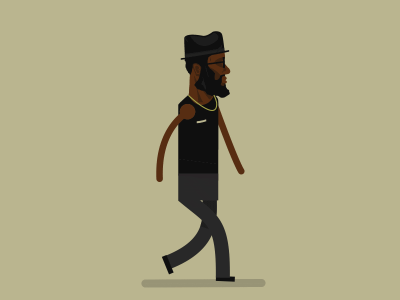 Strolling. aftereffects fedora first shot gif gold illustration motiongraphics stroll walking