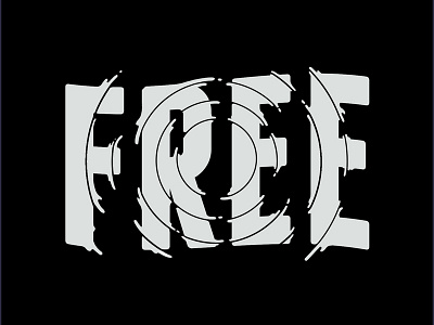 "Free" black and white lettering logo script type typography
