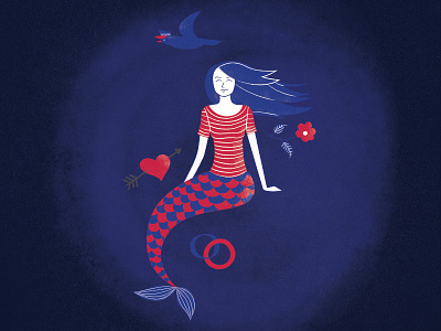 mermaid bachelorette flower heart illustration love marriage mermaid nautical ring sea seagull