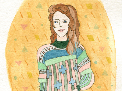 nineties girl geometric girl knitted nineties pattern pullover triangle watercolor