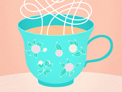 Teatime buds cup flowers illustration rose tea teal