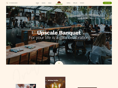 Banquet & Restaurant Website Design creative creative direction flat interaction design landingpage minimal typography ui ux web web layout website design