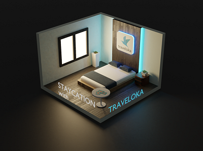 Staycation with TRAVELOKA 3d 3d art branding design minimal