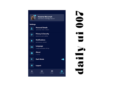 Settings Page - DailyUI 007 100dailyui cool daily 100 challenge dailyui dailyui 007 design graphic design mobile settings ui ux design