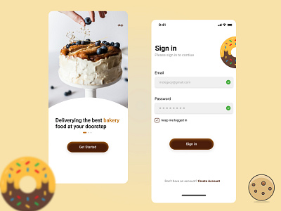 Login Screen | Daily UI 001 100dailyui bakery cool dailyui design minimal mobile mobile app pasteries ui