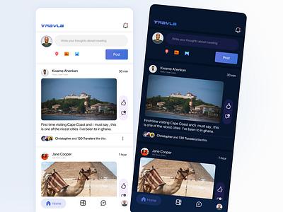 Travla Social media App | light & Dark mode