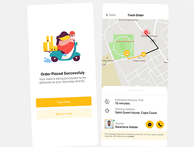 Food Delivery App | Order Tracking 100dailyui branding dailyui design food fooddelivery ghana illustration minimal mobile order ordertracking ui uidesign uiux visualdesign