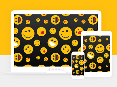 Free Wallpaper #10 4k 8k abstract black design emoji flat free illustration minimal mobile wallpaper yellow