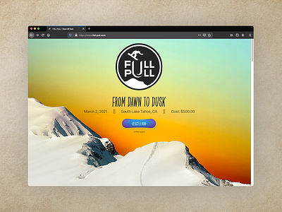 Full Pull :: From Dawn to Dusk - Event Landing Page branding epicurrence event page events landing page landingpage snowboarding ui