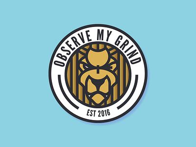 Observe My Grind Logo animal branding flat icon iconography illustration just for fun lion logo motivation omg pixel perfect