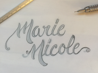 Marie Nicole-Work in Progress--sketch branding hand lettering logo practice rough stetch wip
