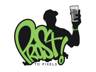 Prost To Pixels "WIP" beer branding hand type logo pint silhoutte tag