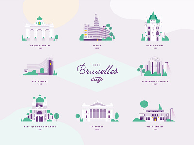Famous places in Brussels annual report belgium brussels business communication city graphic design illustration ui vector web