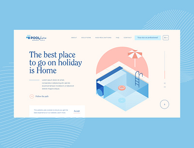 PoolFino Website blue graphic design holiday homepage illustration isometric pool ui webdesign