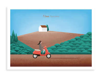 I Love Tuscany affinity designer celebration designer flat design illustration italy scooter travel trip tuscany vespa