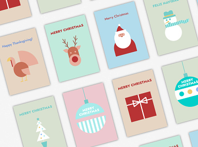 Christmas cards 2021 2021 affinity designer branding cards christmas flat design gift cards greeting cards illustration navidad papa noel red santa claus thanksgiving