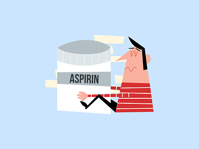 Give me an aspirin! affinity designer aspirin bottle cartoon design designer flat flat design illustration red thanksgiving vintage