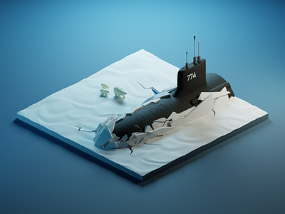 Arctic submarine 3d blender blender3d diorama ice isometric isometric art isometric illustration polarbear snow submarine