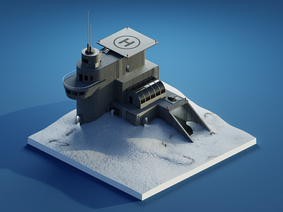 Outpost 3d blender blender3d diorama inktober2020 isometric isometric art isometric illustration snow