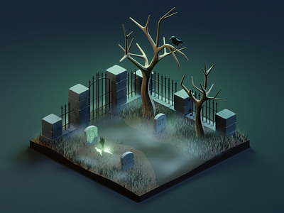 Back from the dead 3d blender blender3d diorama inktober2020 isometric isometric art isometric illustration low poly lowpoly