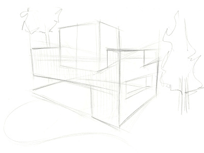 Quick building sketch architecture paper pencil sketch wide angle