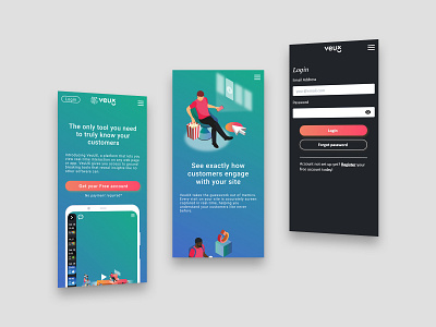 Introducing Veuux figma gradient hotjar landing page login page mobile mobile first responsive design startup ui user interface design web app web design