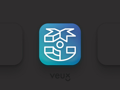 Veuux App Icon 3d app store branding closeup design discussion design pitch google play gradient graphic isometric logo mc escher web app