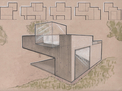 Part two: Building sketch architecture architecture design fineliner hand drawn render
