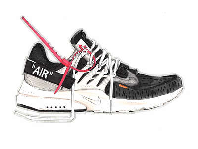 Off White collaboration with Nike hand illustration hand drawn illustraion markers streetwear trainers