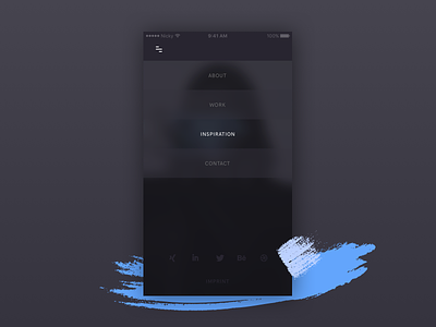 Mobile Navigation blur brush clean dark menu mobile navigation portfolio responsive simple smartphone transparency