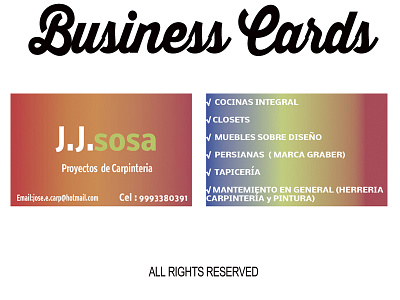 Business Cards J.J Sosa branding business cards designs graphicdesigns impreso logo logotype pantalla print rgb