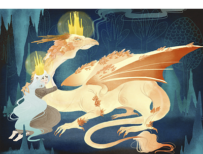 princess and the dragon fantasyart illustration