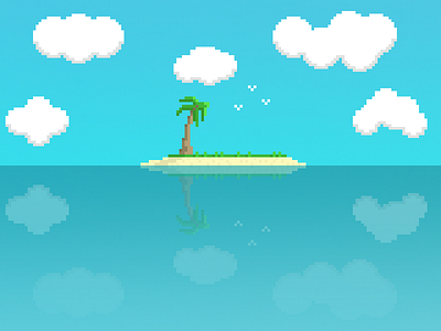 Island [Pixel Art] birds clouds island pixel art pixelart reflection sky water