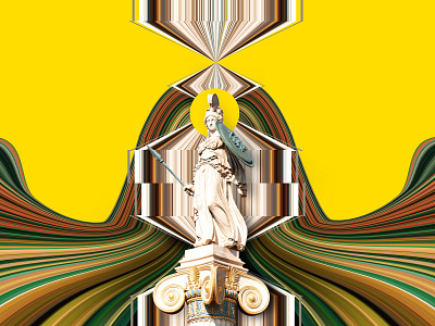 Guerra, civilización, sabiduría, estrategia, ciencias, justicia athena collage graphicdesign gt guatemala icarosdie illustration loveistheanswer photoshop psychedelic yellow