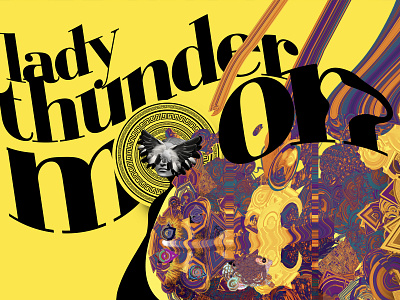 Lady Thunder Moon albumcover collage collageart coveralbum eclipse graphicdesign gt gta guatemala icarosdie loveistheanswer moon photoshop poster psychedelicart thundermoon typo yellow